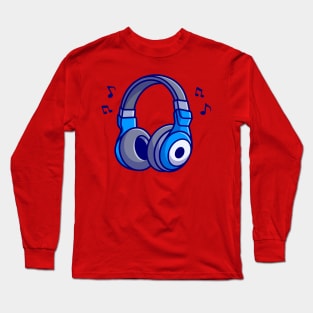 Headphones With Notes Cartoon Long Sleeve T-Shirt